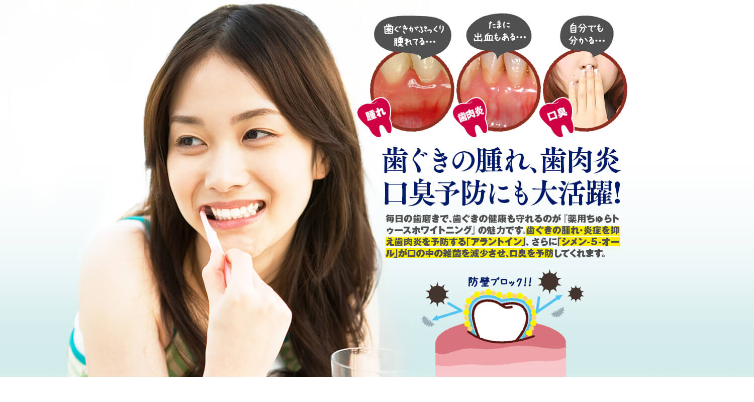 薬用ちゅらトゥースホワイトニング　歯ぐきの腫れ、歯肉炎口臭予防にも大活躍！