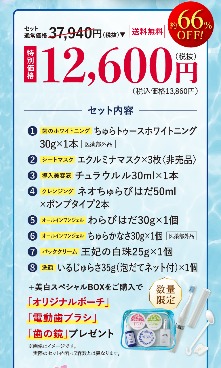 セット通常価格37,940円のところ、特別価格12,600円（税抜）送料無料　約66％OFF