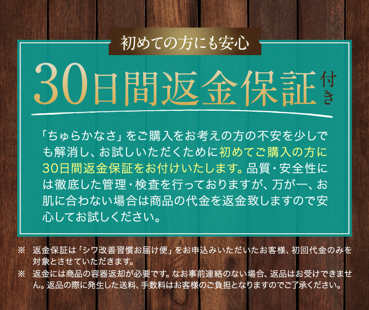 初めての方にも安心 30日間返金保証