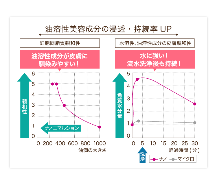 油溶性美容成分の浸透・持続率UP