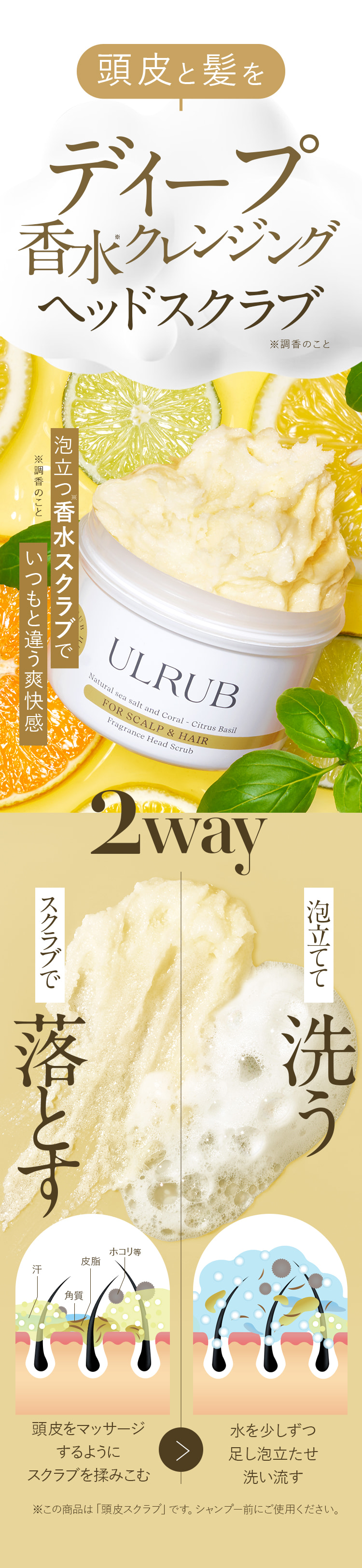 頭皮でとろけて泡立つヘッドスクラブ