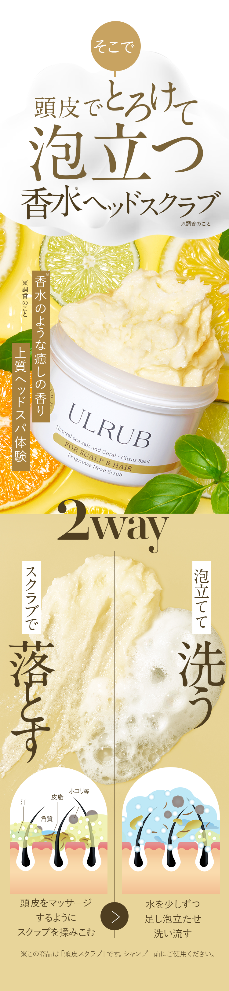 頭皮でとろけて泡立つ香水ヘッドスクラブ