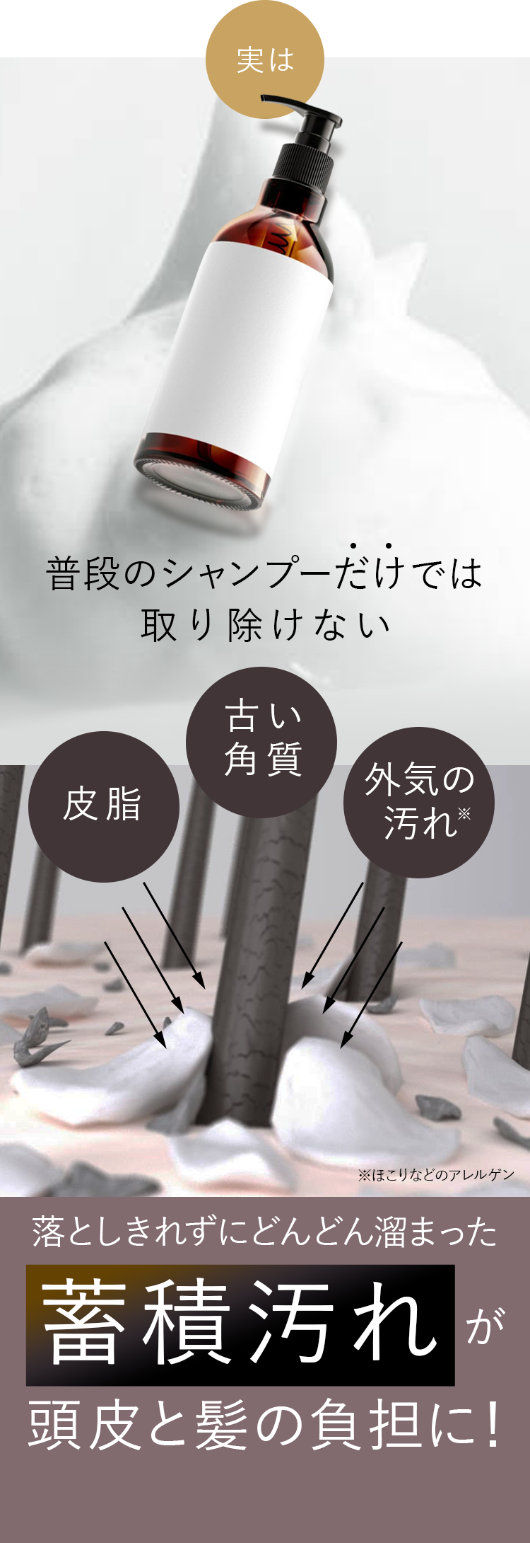普段のシャンプーだけでは取り除けない