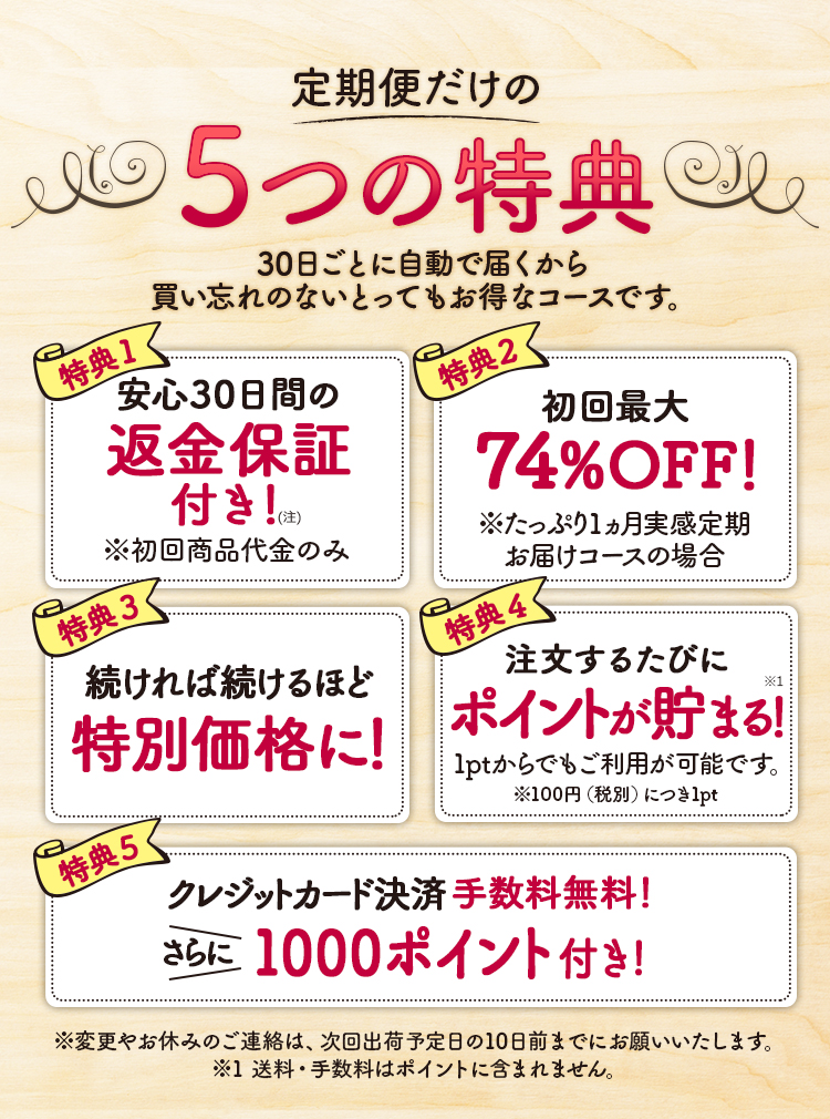 定期購入の嬉しい特典